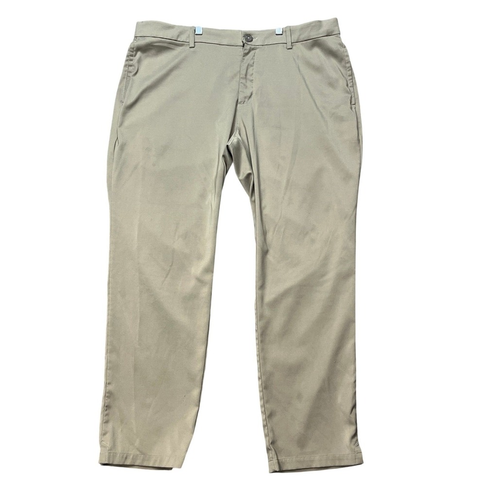 Nike Pants Mens 38x30 Khaki Tan Straight Leg Flat Front Performance Golf Dri-FIT